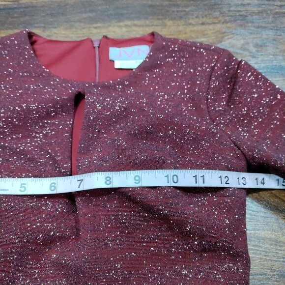 JVN Homecoming Prom Retro 70's Glam Y2K Bell Sleeve Glitter Dress Burgundy XS - Picture 8 of 14